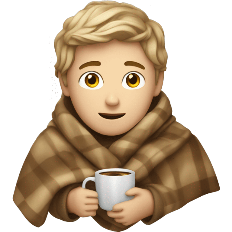 White boy with blanket and coffee  emoji