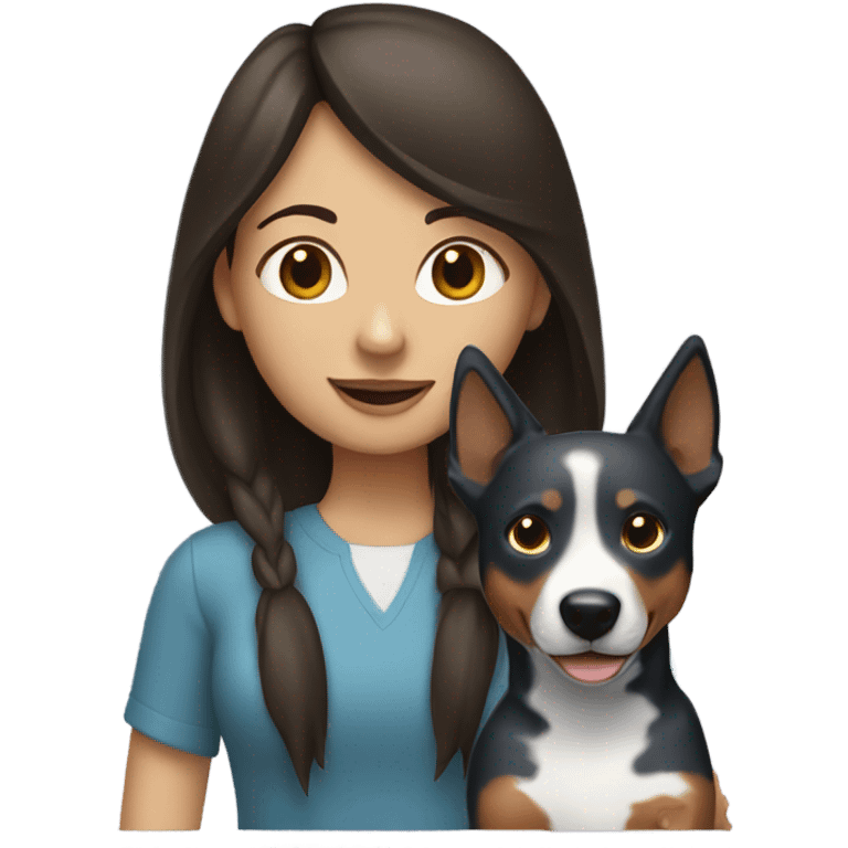 brunette girl with blue heeler emoji