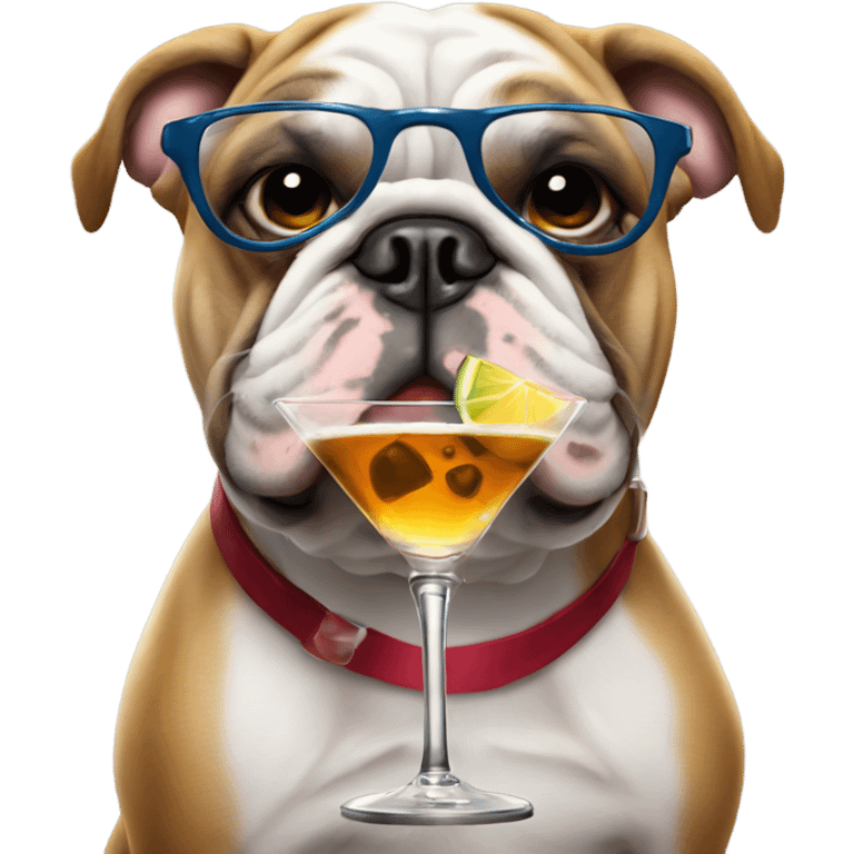 Bulldog drinking martini emoji