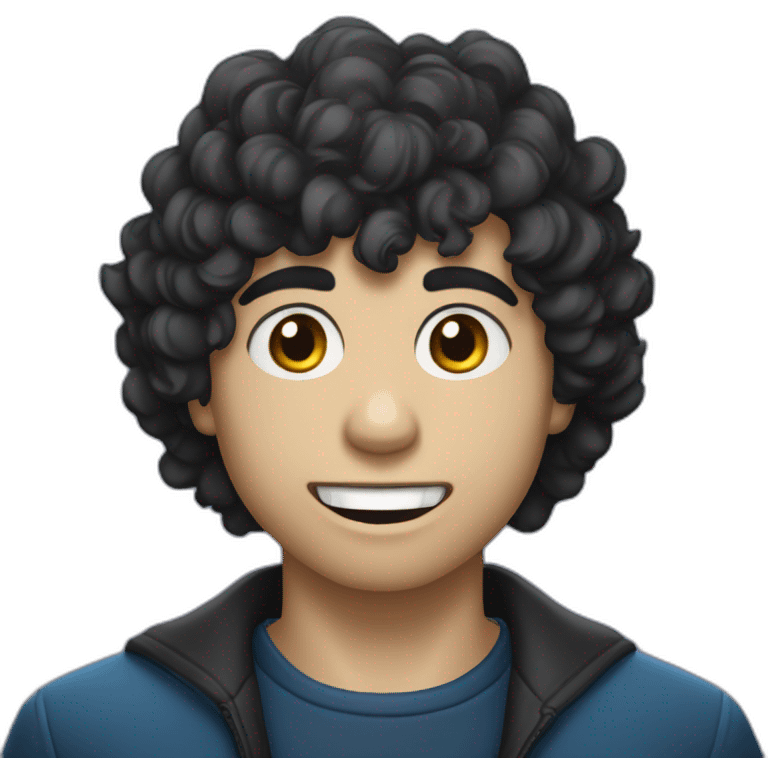 Un jeune homme noir, les cheveux bleus et qui a das dents de vampire. emoji