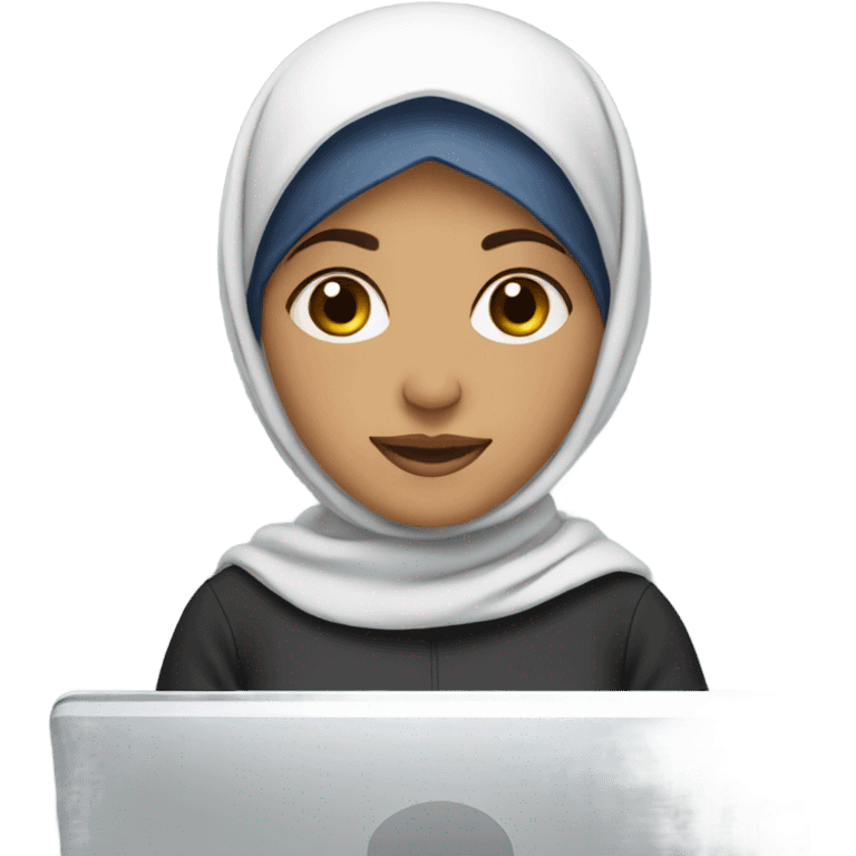 white fair-skinned Muslim woman with a headscarf working with computer emoji