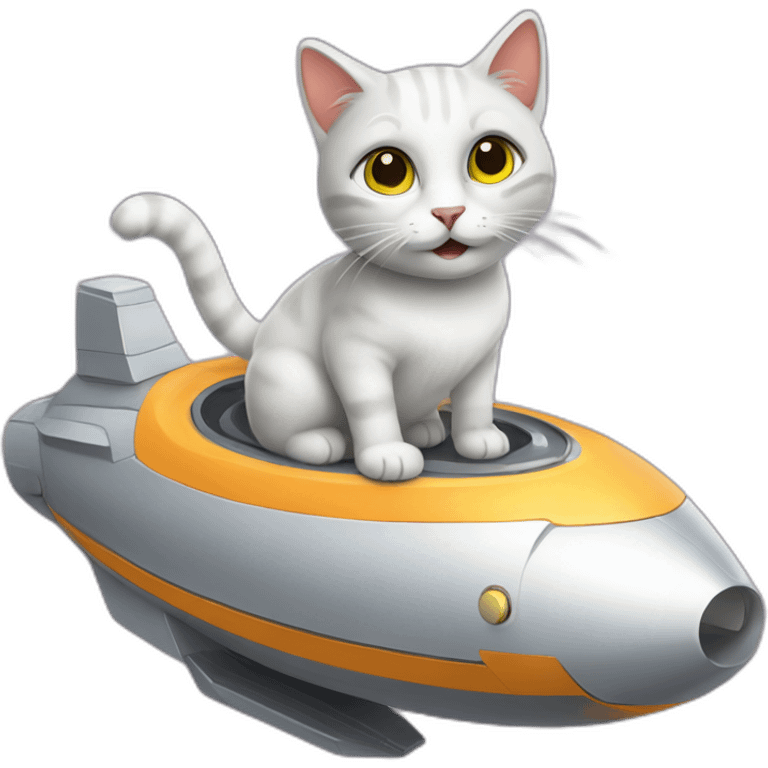 Friendly cat on the rocketship emoji