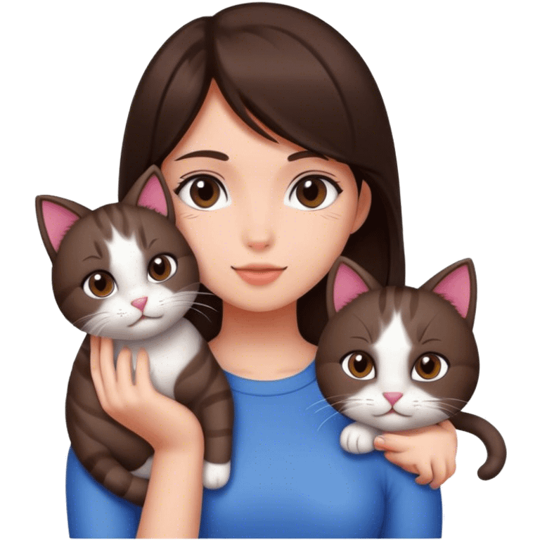 Brunette girl and cat emoji