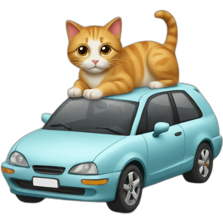 Cat with car emoji