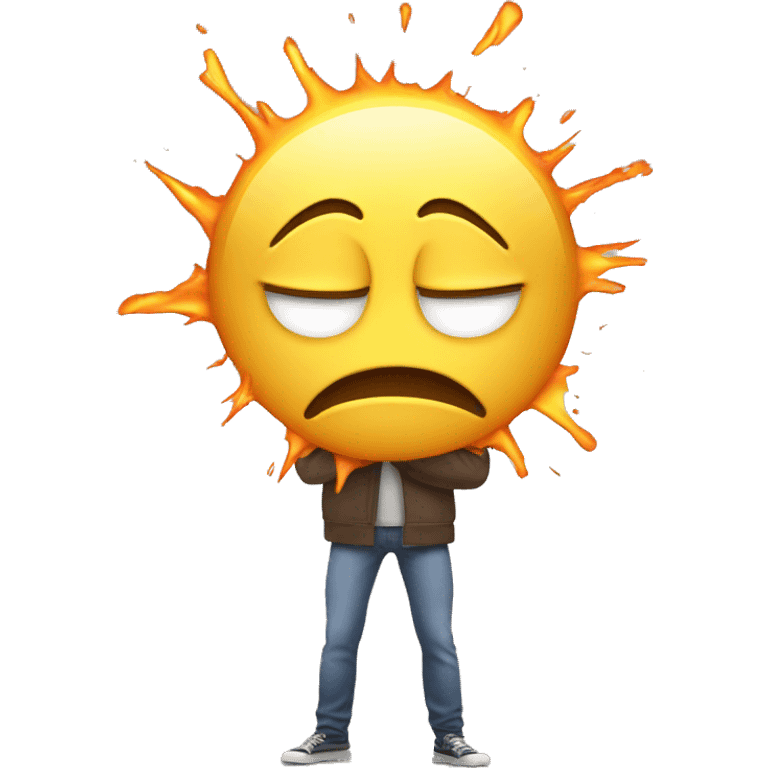 emoji trying to hold his head together from exploding with a pained face expression emoji