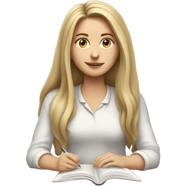 long hair white girl study emoji