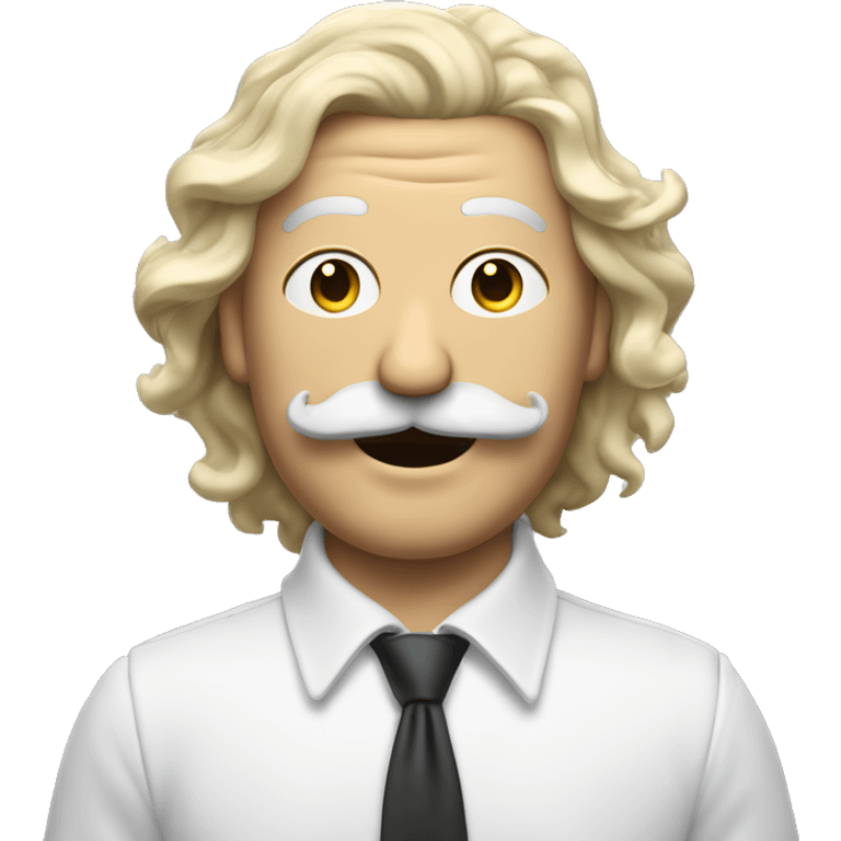 Un ciel homme aux cheveux blancs et a moustache, qui rit en faisant une grimace emoji