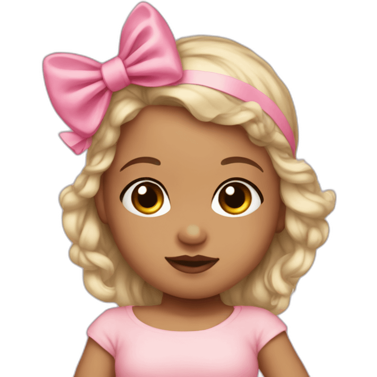 Light skin newborn with a pink bow emoji