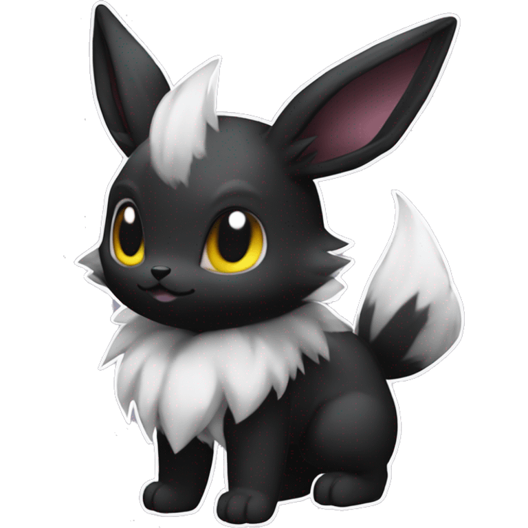 Dark Black Cute Punk Kawaii Eeveelution-Cute-Pokémon-fusion full body emoji