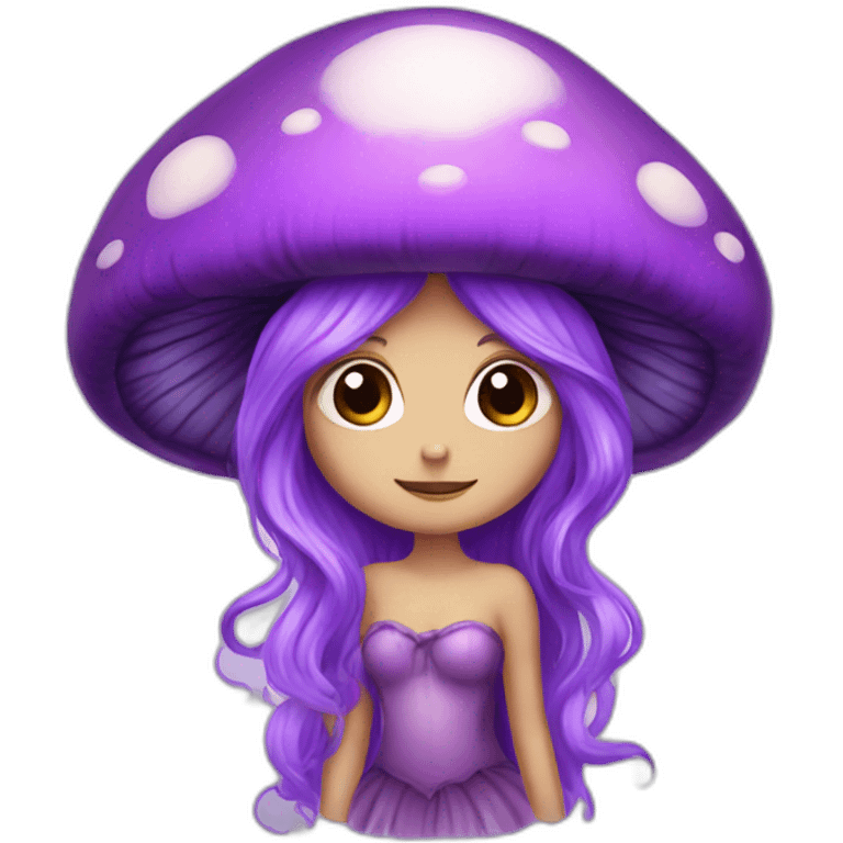 purple mushroom fairy with long hair emoji