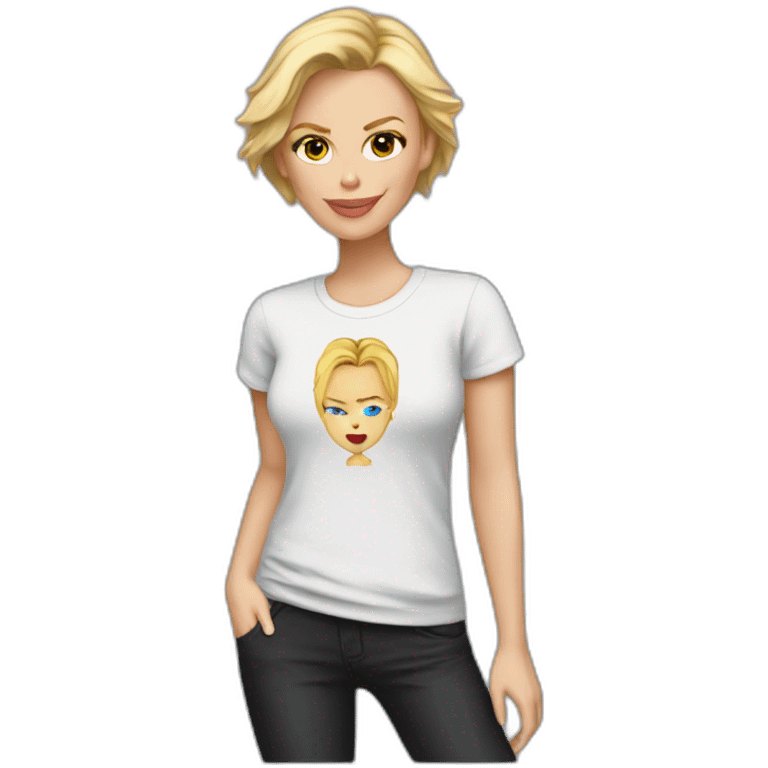 charlize theron wearing t-shirt emoji