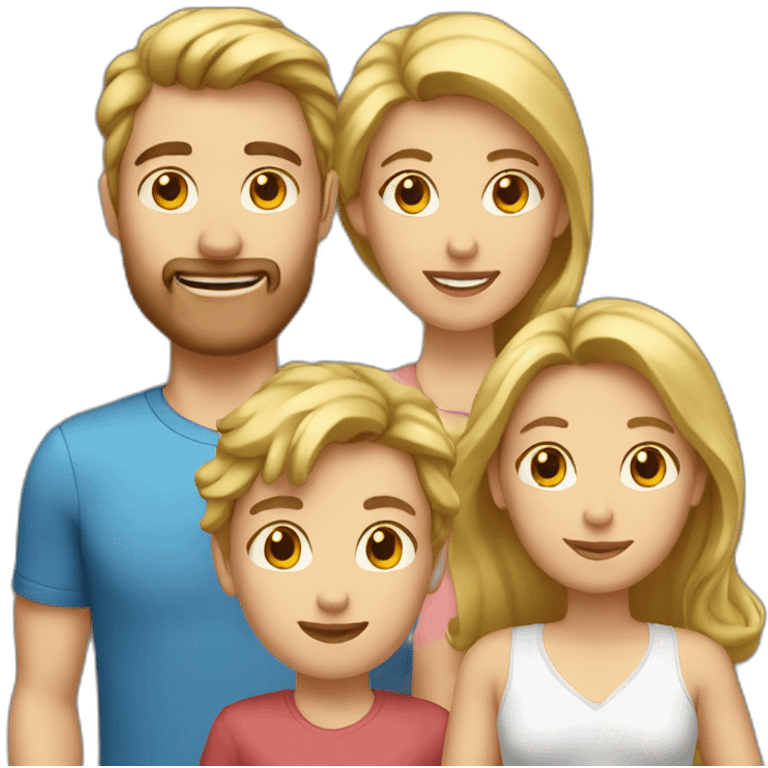 3 person family mom Gold hair, dad brown hair, boy blond hair emoji