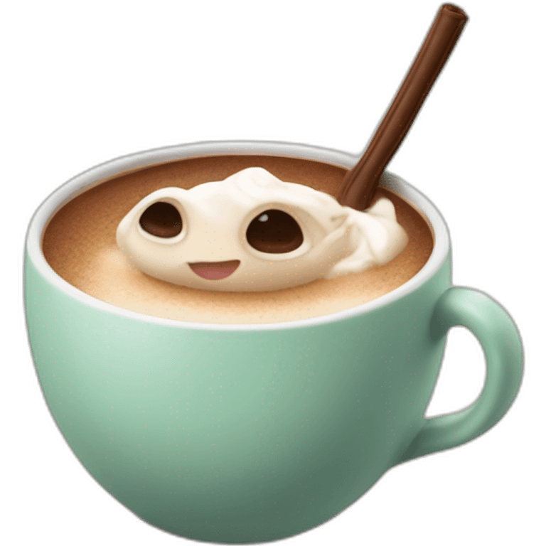 Grogu qui boit un chocolat chaud emoji