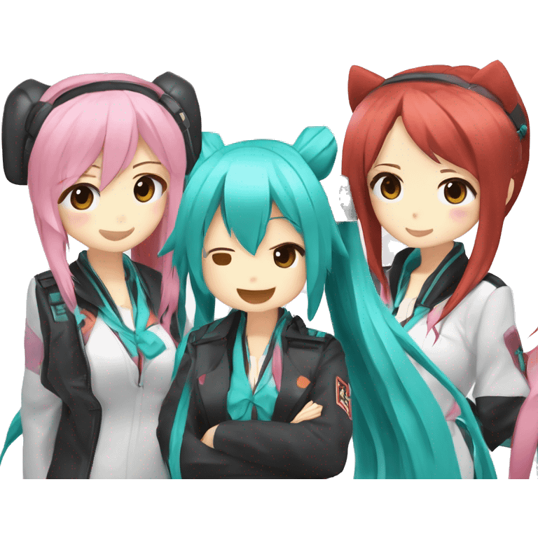 A TOK emoji of hatsune miku and kasane teto and akita neru, the triple baka squad emoji