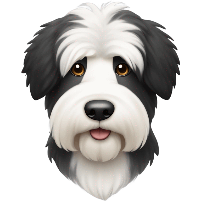 Old English sheepdog with a face that’s half black and half white. More black on left side than previous generation  emoji