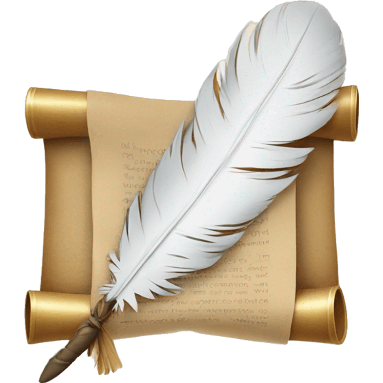 a feather quill and an open SCROLL emoji