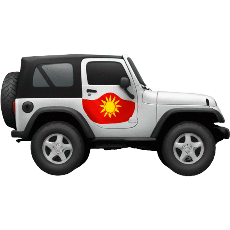 a jeep with the flag of Kyrgyzstan emoji