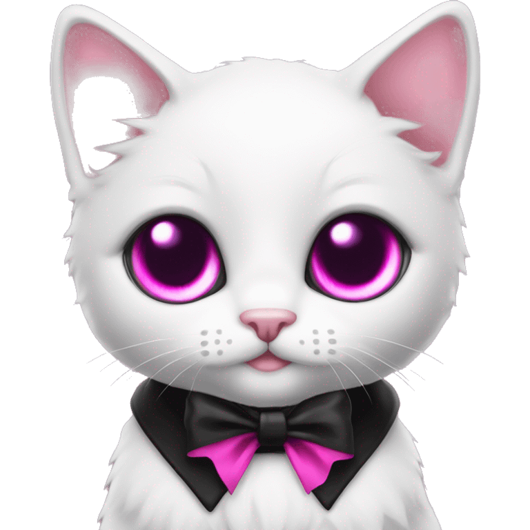 Full body Tuxedo kitten with a magenta ribbon Hazel eyes emoji