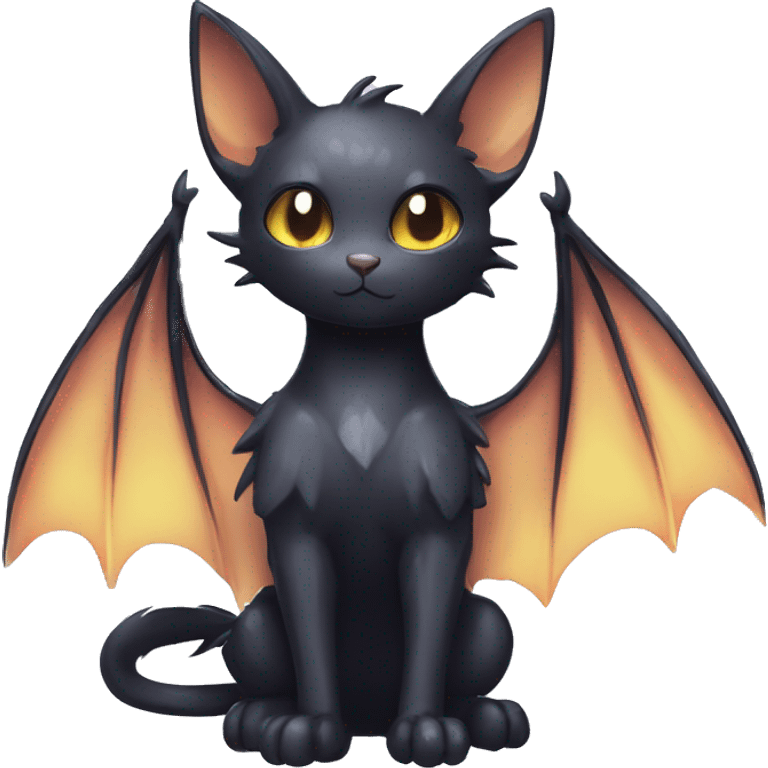 Shiny Shy Cool Black beautiful fantasy Kawaii Ethereal Sona Fakemon-bat-cat-animal Full Body emoji