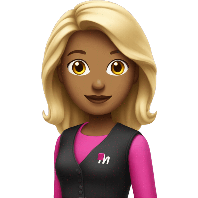 blonde t mobile employee, black and pink outfit emoji