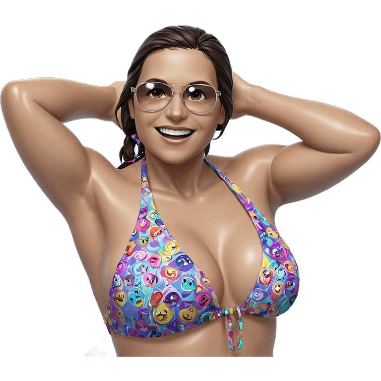 smiling girl in bikini water emoji