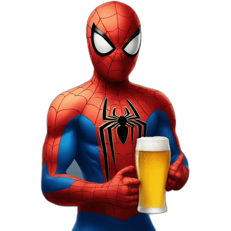 Spider man wit a beer emoji