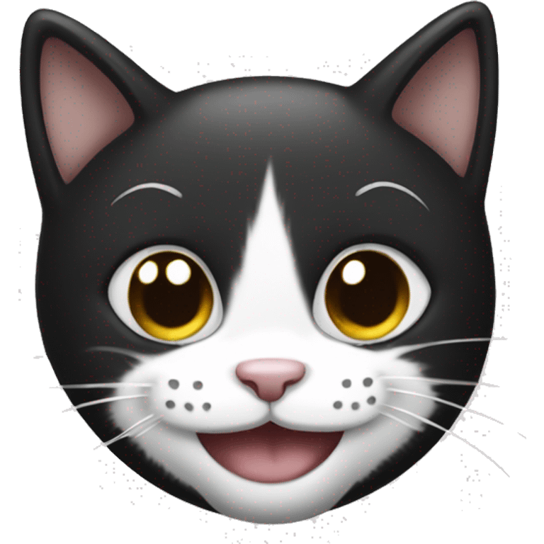 black and white cat with smile emoji