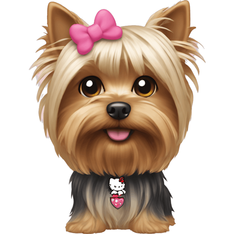 Yorkie dog with hello kitty emoji