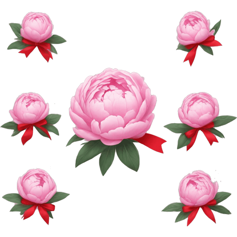 Peonies with a red bow  emoji