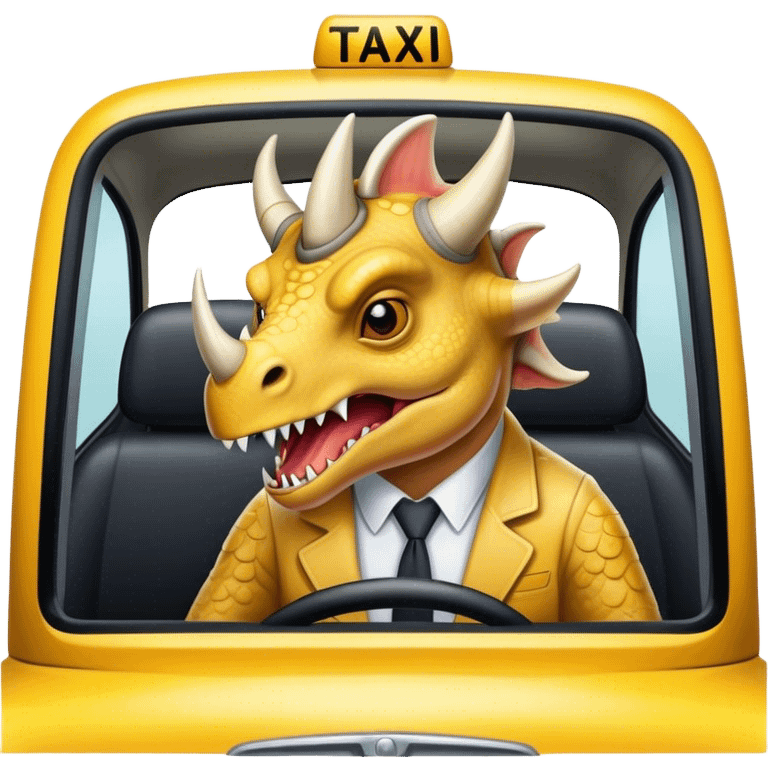 angry office triceratops in a taxi emoji