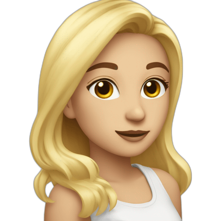 chica rubia haciendo skincare emoji