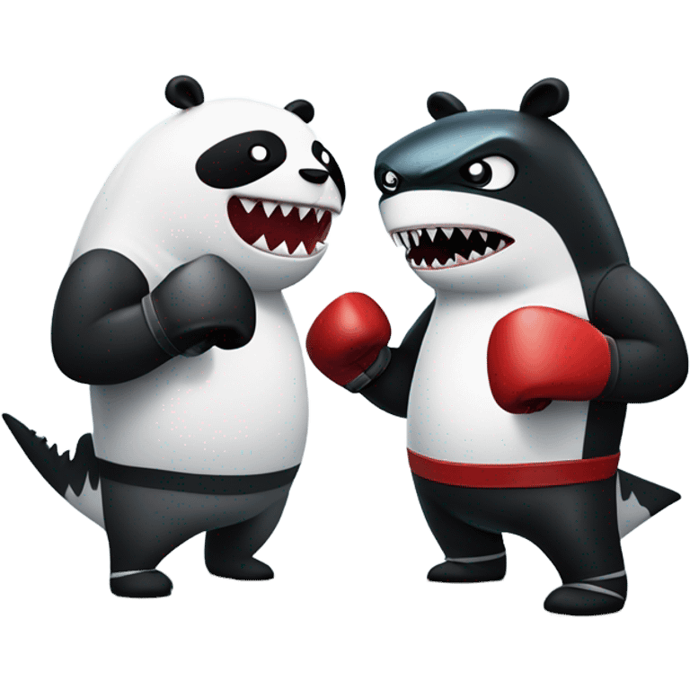 Panda vs shark boxing match  emoji