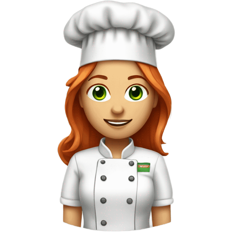 green eyesred haired female chef emoji