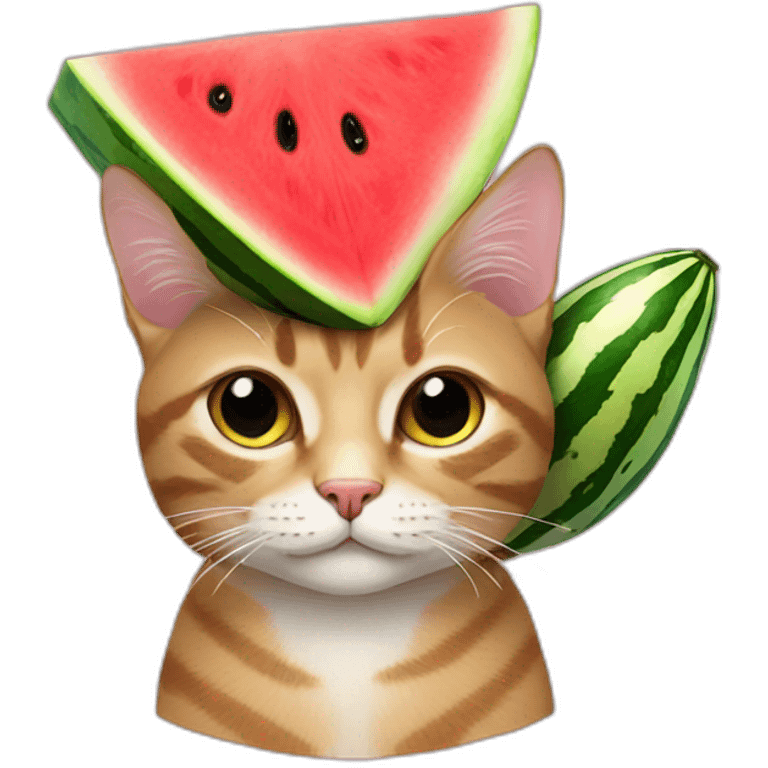 cat with watermelon hat emoji