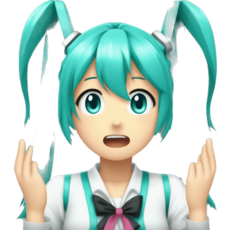 Hatsune Miku the VOCALOID, shocked face, hands on head emoji