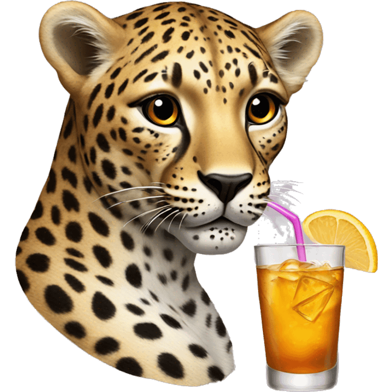 Leopard with a drink emoji