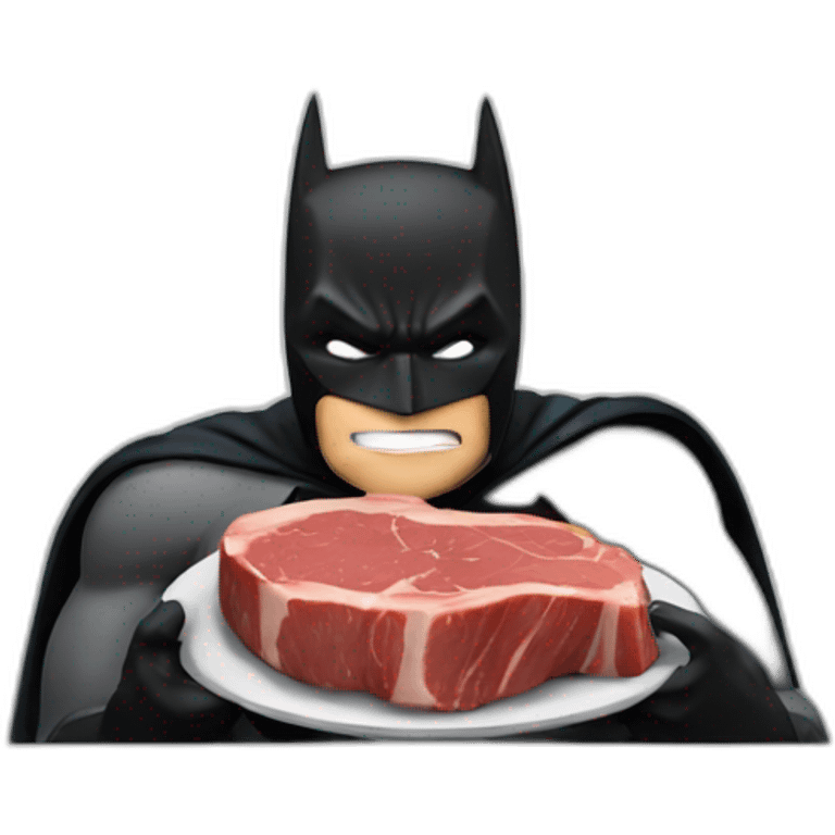 Batman eating a beef steak emoji