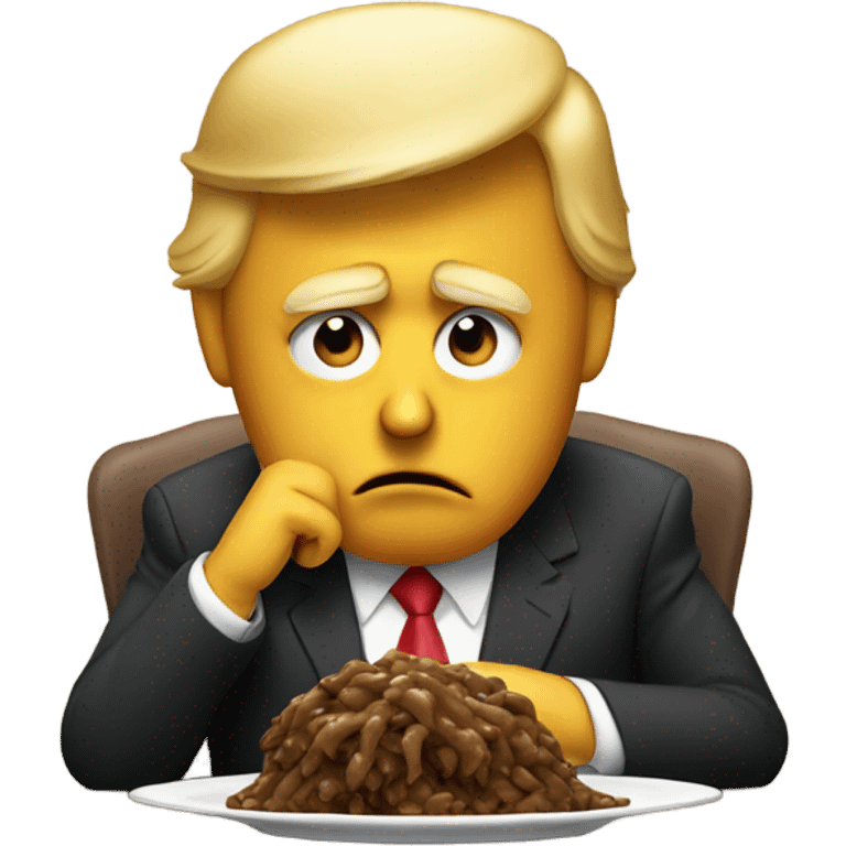 sad donald trump with poop emoji on a plate emoji