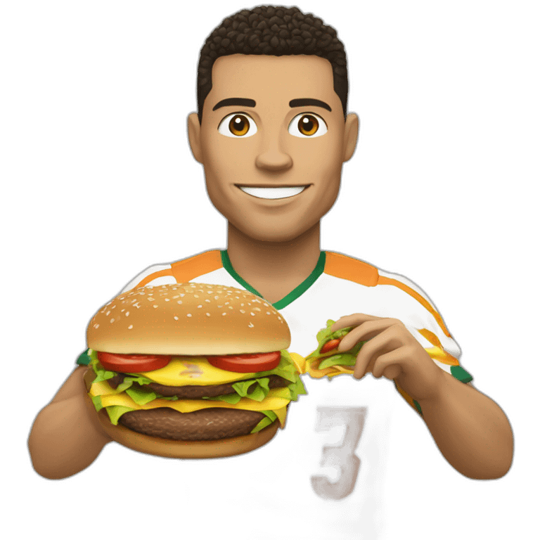 Ronaldo qui mange un triple cheeseburger emoji