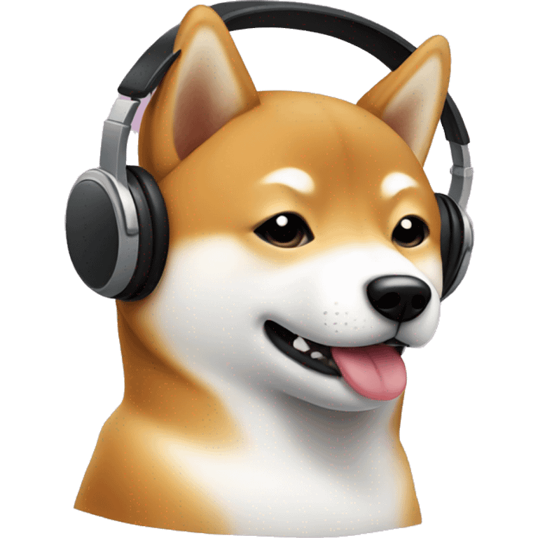 Shiba dog listening to music
 emoji