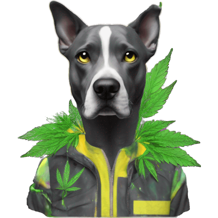 420 .Zombie_ Vaporwave black holographic oilslick zombie unicorn dog smoking yellow caution tape hemp leaves Pegasus hemp plants emoji