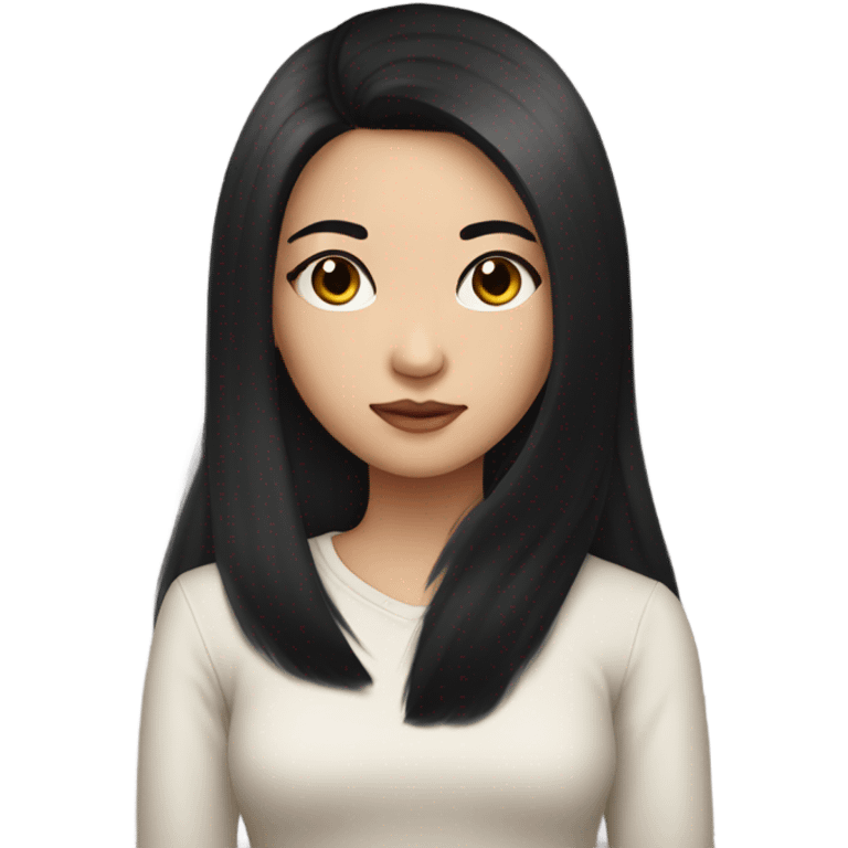 asian girl with long black hair and lashes side eyeing emoji