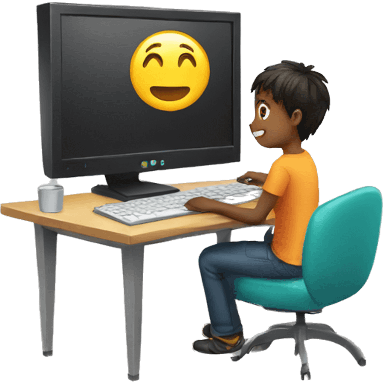 Boy with computer emoji