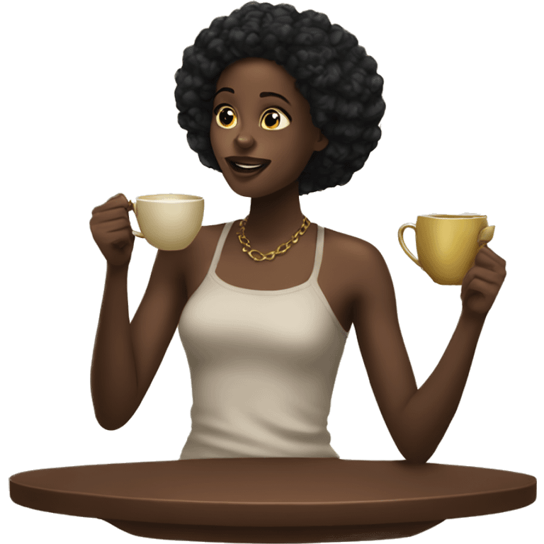 Black girl gossip over tea emoji