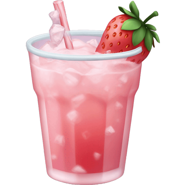 Pink strawberry drink with lots of ice and frosted glass emoji