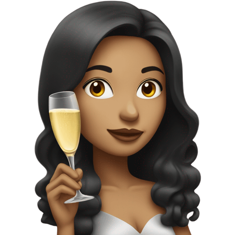 Dark hair lady drinking champagne  emoji