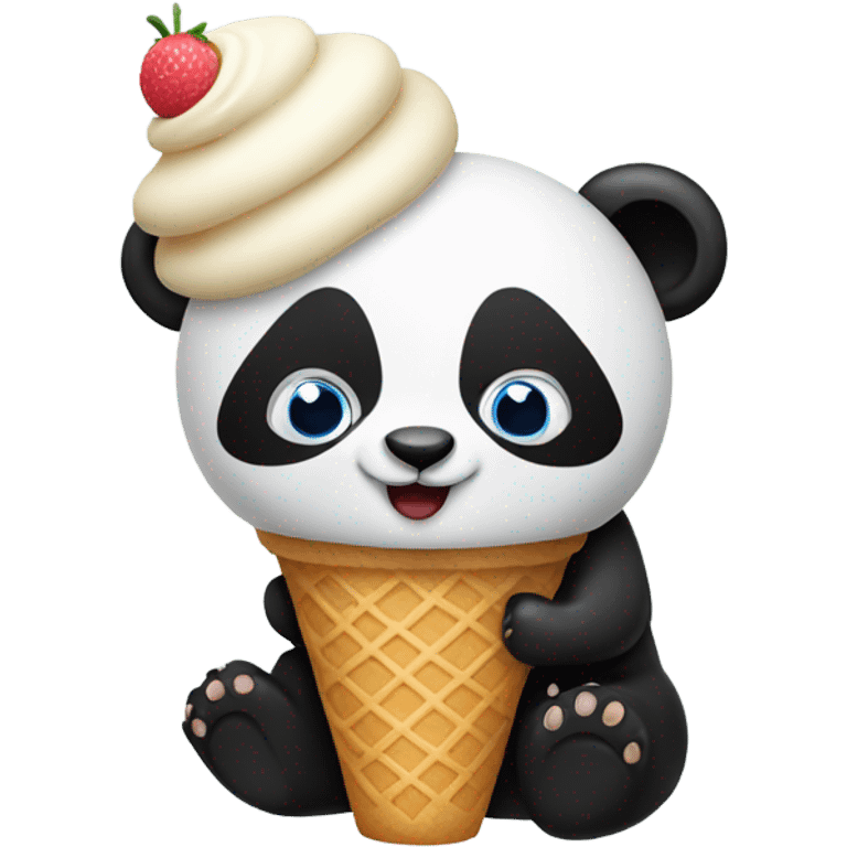 Panda eating ice cream emoji