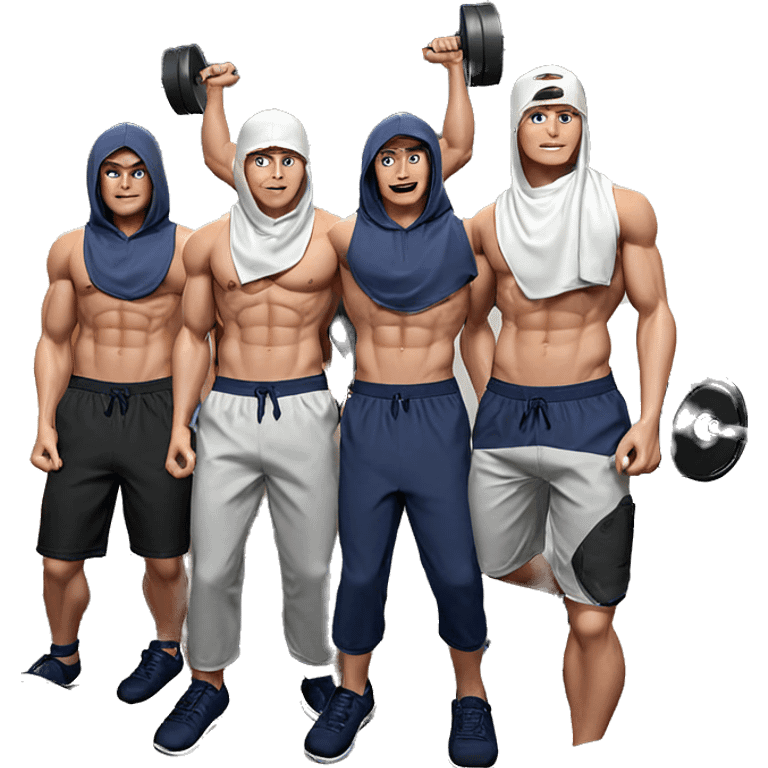 boys in underwear with weights emoji