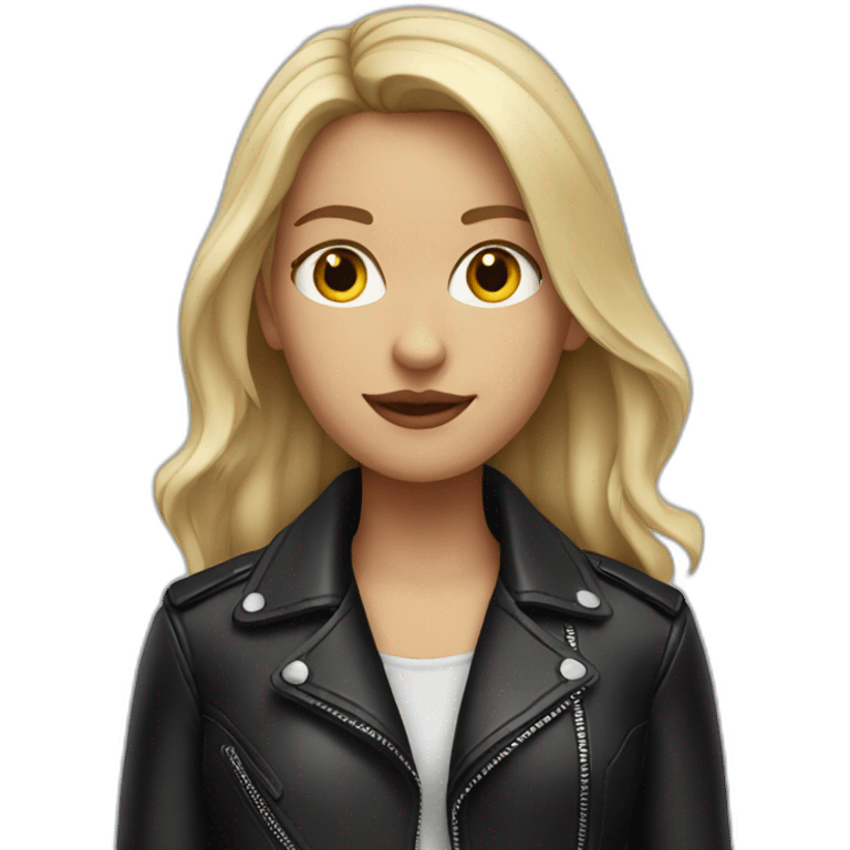 half blonde girl with black leather jacket  emoji