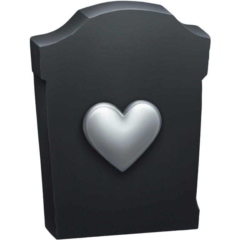 a black tombstone in silver RIP and a silver heart emoji